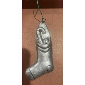 Pewter-Christmas Stocking w presents Ornament Pewter/silver Color